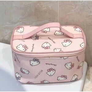 Hello Kitty Pink Makeup Bag Cosmetic Organizer w/ Handle, Travel Storage Case